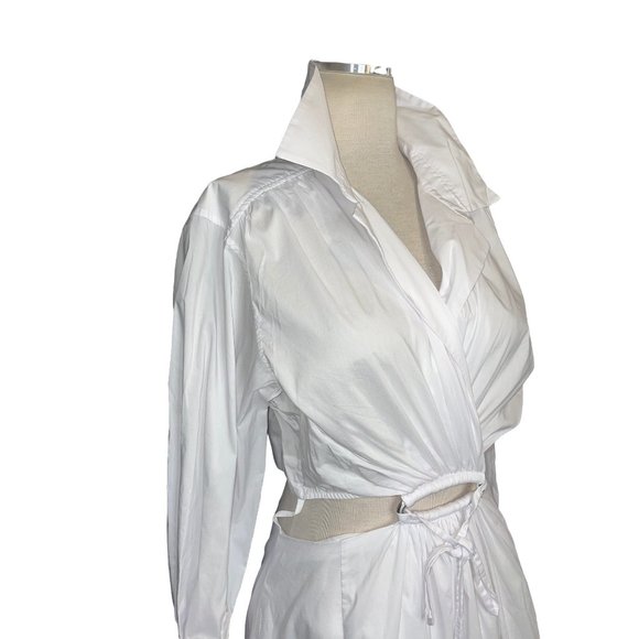 JONATHAN SIMKHAI Alex Pleated Cut Out Dress in White Medium New Nwt Shirtdress - Picture 6 of 15